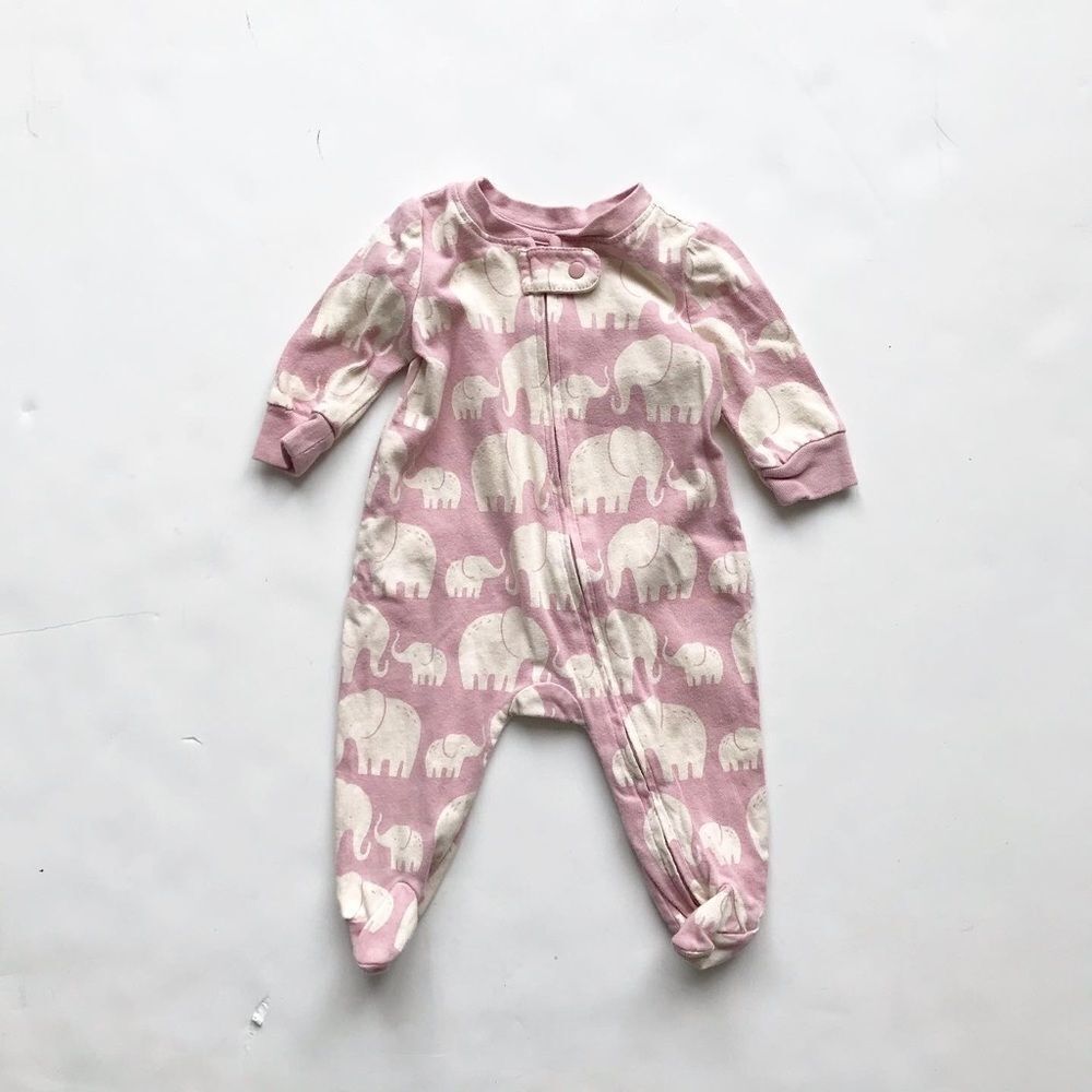 Babygap pink elephant zip up sleeper VGUC newborn